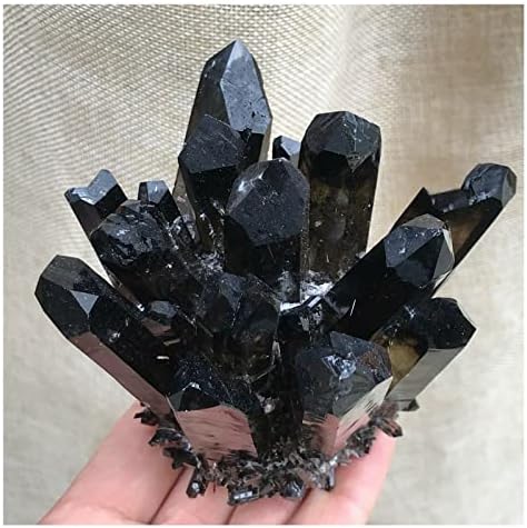 Antiguidades de amostra mineral de cluster de cluster de cristal de quartzo preto de fumaça negra Antiguidades exorcizadas maus
