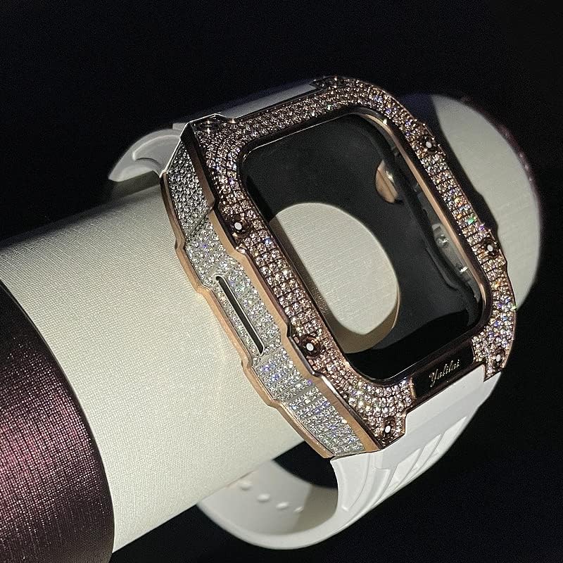 Kit de modificação de relógios Kanuz, kit de cinta de relógio de luxo para Apple Watch 8 Ultra 45mm Luxury Strap Titanium Case para Iwatch 7 8 45mm Modificação de atualização