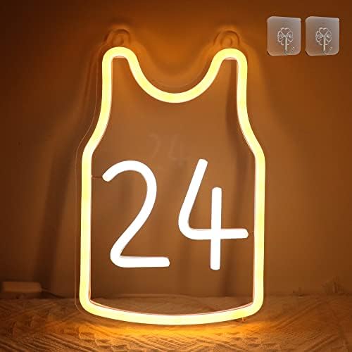 Luzes de neon da camisa de basquete attivolife, número do jogador forma uniforme amarelo e branco placar, lâmpada de iluminação de