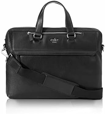 Eské Truder - Surma de couro genuíno de 15 polegadas - bolsa de laptop - resistente à água - compartimentos espaçosos - cinta