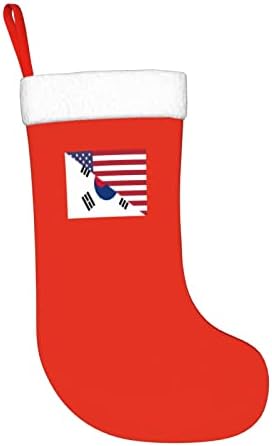 TZT American Flag and South Corean Flag Christmas meias, presentes de festa de férias de Natal para decorações de férias
