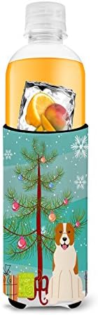 Tesouros de Caroline BB4174MUK Feliz Natal Árvore Central de Pastor Asiático Dog Ultra Hugger para latas finas, lata de manga mais refrigerada Machine lavável Drink Hanga