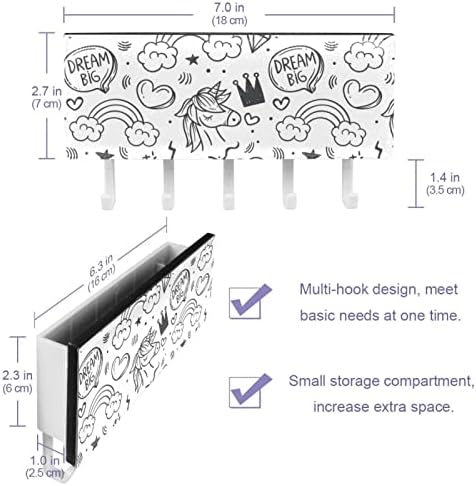 LOVO PROMUTAR MANTA DE MANTA DE ANICIONS UNICORNS Organizador de rack de nuvens de arco -íris com 5 ganchos de parede banheiro da