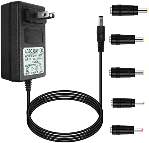 19V 2A Adaptador CA 38 watts Plug DC Plug 5.5x2.1mm e 2,5mm Centro positivo com 5 dicas para 19Volt 0,5A ~ 2A Equipamento de 6,6