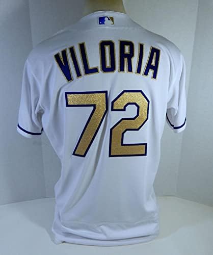 2020 Kansas City Royals Meibrys Viloria #72 Jogo emitiu White Jersey Gold DG P 6 - Jogo usado MLB Jerseys