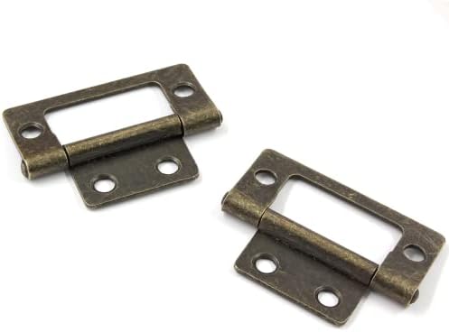 AuVotuis 12pcs 2 polegadas de dobradiças de gabinete antigo, bronze vintage não mortise por porta interna hardware com parafusos para caixa de madeira