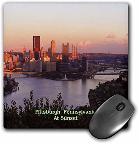 3drose LLC 8 x 8 x 0,25 polegadas Pittsburgh Skyline no Sunset Mouse Pad