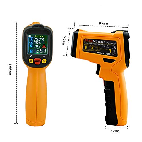 LCD Display Handheld Termômetro infravermelho -50 ~ 800 ℃ com umidade e ponto de orvalho Irt K Tipo Ambient UV Luz, pistola
