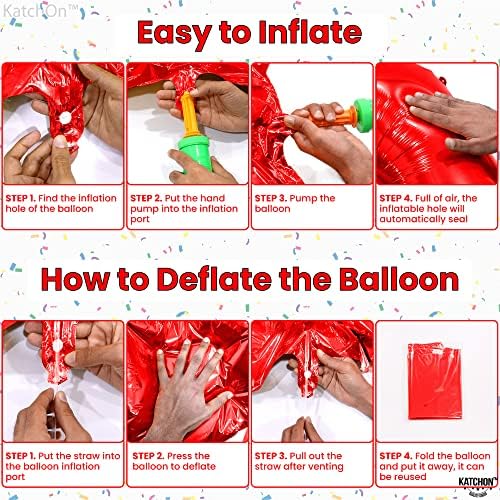 Katchon, balão vermelho número 7 - gigante, 50 polegadas | Balão sete vermelho para decorações de 7º aniversário para meninos | 7 Número do balão, 7º aniversário balões para decorações de festas de 7 anos | Balões vermelhos 7