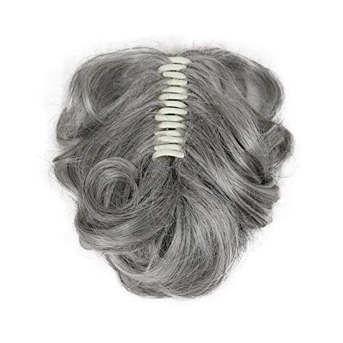 Peda de cabelo de rabo de cavalo da Wiginway para mulheres rabo de cavalo, prenda/em peças de cabelo, extensões de cabelo onduladas encaracoladas, cinza prateado