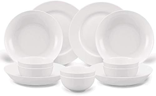 Conjunto de utensílios de jantar de Twdyc 40Pieces Placas de porcelana brancas puras Placas de jantar China tigelas tigelas Placas de sopa Placas de molho Oval Plate Service para 6