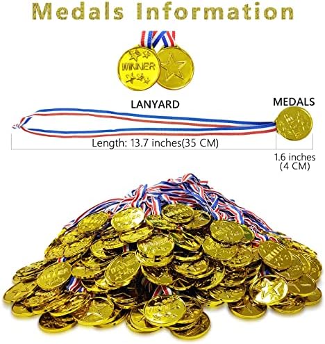 100 peças Gold Plastic Winner Award Medals for Kids, Medalhas de Gold Plastic Medals de Plástico para Crianças Medalhas de