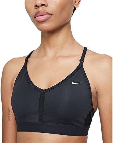 Nike dri-fit indy feminino feminino de suporte de luz acolchoada esportiva de sutiã de gola em V Grey/Black