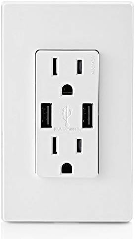 Leviton T5633-W 15-AMP Tipo-C USB CARREGENTE/RECEITATO RESISTANTE DE TIMPERAÇÃO, 1-PACO, BRANCO E T5632-W RECEITATO DUPLEXIDO DE CARAGEM