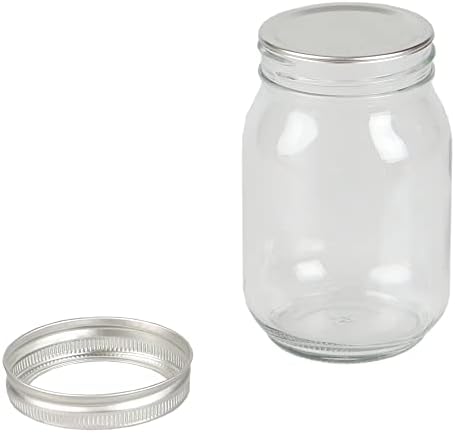 Basics domésticos Boca ampla jarra de conservas de maçom | Tampa de lata durável | Paredes de vidro grossas | Ótimo para