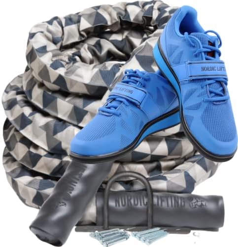Corda de batalha 1,5 em pacote x 40 pés com sapatos Megin Tamanho 8 - azul