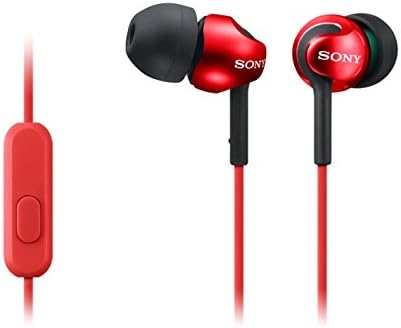 Sony Deep Bass Ear fones com controle de smartphone e microfone - vermelho metálico