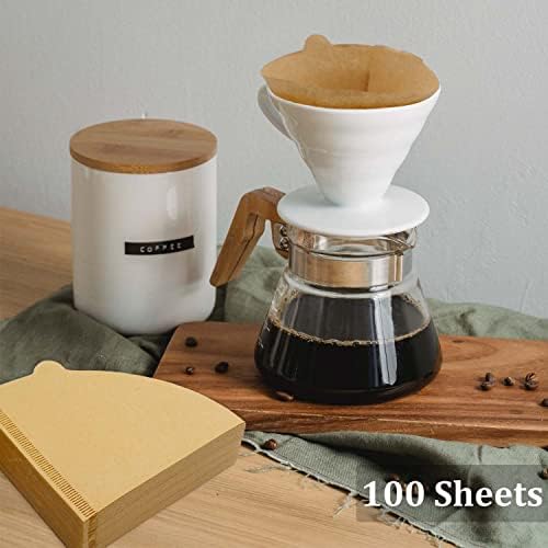 Filtros de café Cone 01, 100 contagem de contagem não branqueada Brown 1-2 xícaras de café descartáveis ​​Filtros de papel, compatíveis com V60 e em forma de cone sobre o filtro de café e a cafeteira