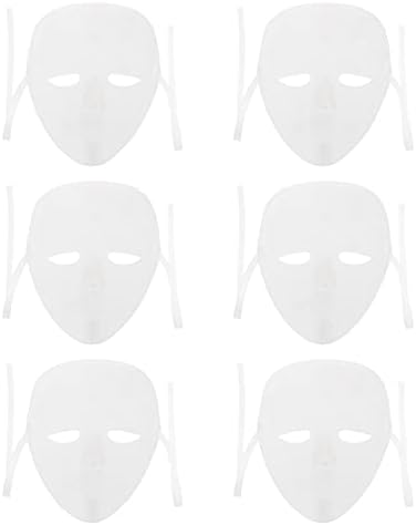 Nuobesty 6pcs Halloween máscara de bricolage de pintura branca em branco- Hip-Hop Dance Ghost Cosplay Dress Dress Dress Disse