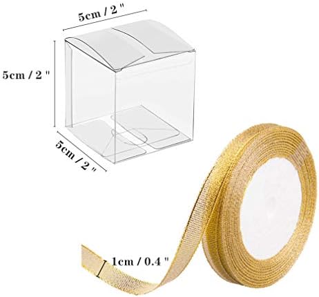 Joersh 2x2x2 polegadas caixas claras para favores com fitas de presente 60 PCs pequenos cubas transparentes de casamento de