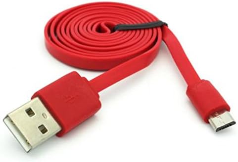 Cabo USB de 6 pés Red Flor Red MicroSB Cabo de energia Fio de alimentação compatível com Blu Studio X8 HD - Tank Extreme Pro
