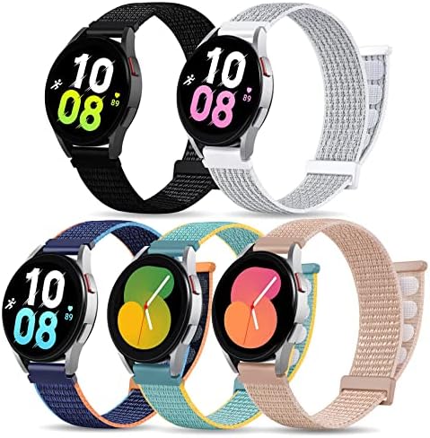 Oanux Velcro Galaxy Watch 5 Band/Galaxy Watch 4 Band 40mm 44mm/Galaxy Watch 5 Pro Band 45mm/Ativo 2/Relógio 4 Classic 46mm 42mm, 20mm de nylon elástico de 20 mm tiras elásticas para mulheres homens
