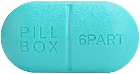 6 Caixa de comprimidos de 6 grade para caixa de comprimidos de viagem, caixa de comprimidos portátil Blue Pill Shape Shape