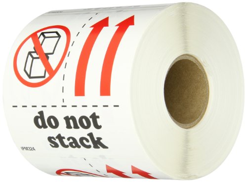 Lógica de fita Aviditi 4 x 4, Não empilhe adesivo de aviso vermelho/branco/preto, para envio, manuseio, embalagem e movimento