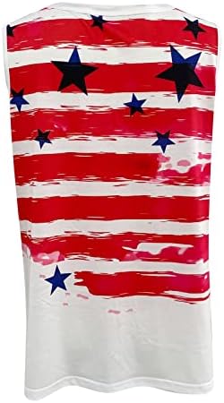 4 de julho Tampas de tanque de camisa para mulheres sem mangas V camisetas de pescoço tampas de tanques dos EUA listras de bandeira tie-dye túnica patriótica tsshirts executando o dia flowy de verão