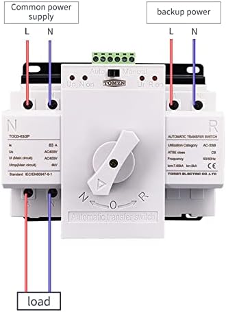 Zthome 1pcs 2 entrada 1 outpout 2p 63A 230V 50/60Hz MCB Tipo de energia dupla de transferência automática ATS