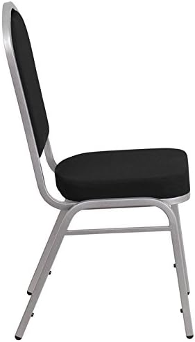 Flash Furniture 4 Pack Hercules Series Crown Backing Backing Banquet Chair em Tecido Preto - Estrutura de Prata