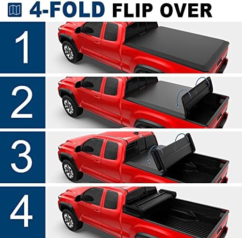 MostPlus Quad Fold Fold Truck Bed Bed Tonneau Compatível com o Toyota Tundra Fleets à beira de 2007-2013 para modelos