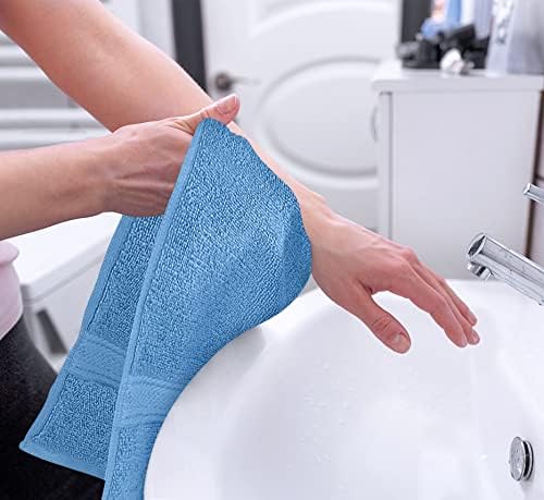 Utopia Towels Pacote premium - pacote azul elétrico de panos de algodão de 24 com toalhas de mão azul elétrica 600 gsm, pacote