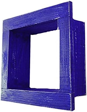 Exibição quadrada de madeira de madeira/madeira - 9 x 9 - azul royal - apelo vintage angustiado recuperado decorativo
