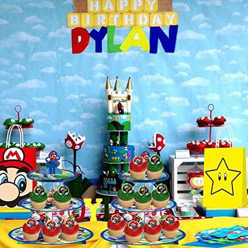 Mario Cupcake Stand, Super Brother Birthday Party Supplies Cupcake Tower, Video Video Video Birthday Party Decoration Stand Stand para chá de bebê, meninos e meninas