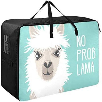 N/ A Bolsa de armazenamento de grande capacidade para baixo - Animais fofos llama colcha roupas organizador de decoração com zíper