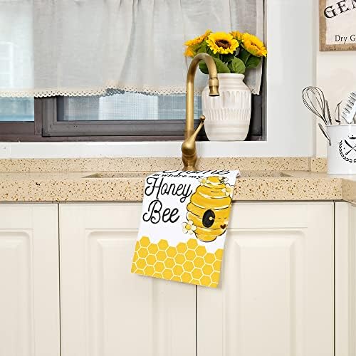 Toalhas de cozinha de nerd para a primavera decoração de verão mel bem -vindo, toalhas de prato de abelha 18x26 polegadas Ultra absorvente