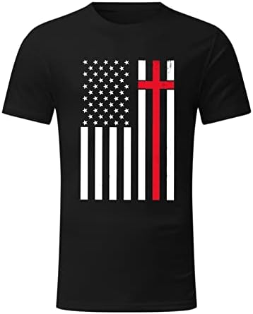 Xxvr 4 de julho T-shirts patrióticos para homens de manga curta Retro USA Print Crewneck Tops Tops de verão Camiseta