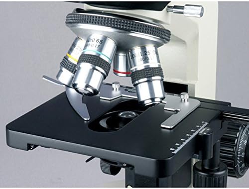 Microscópio trinocular composto T490A-PCT com torre de contraste de fase, oculares WF10X e WF16X, ampliação de 40x-1600x, campo brilhante/campo escuro, iluminação de halogênio, condensador abbe, estágio mecânico de camada dupla, cabeça deslizante, alta resolução opática