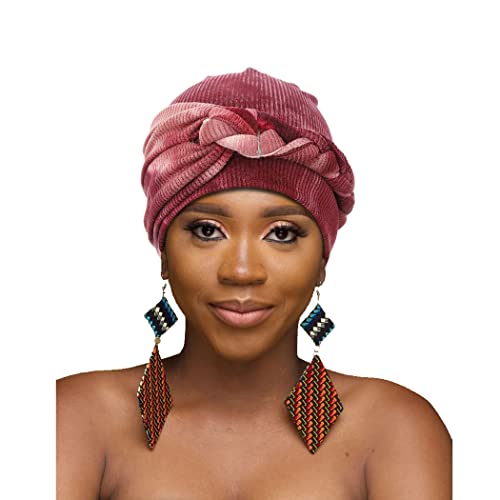 Aieoe Africana Feminina Turbano Cabeça envolve a trança rosa Feio de cabeceira Capinho de cabeceira com tampa de tie de