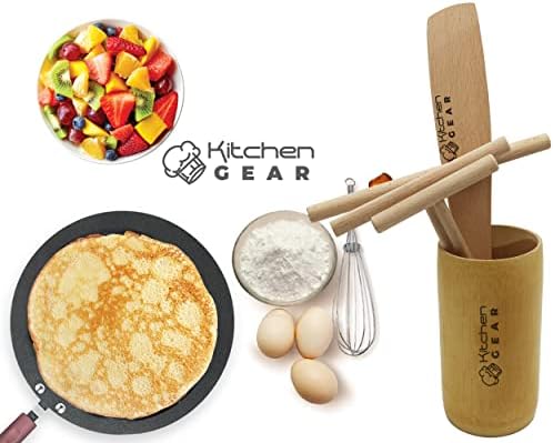 Kitchenguear Crepe Spread Sticks 4 PCs Tamanhos convenientes para se ajustar a qualquer fabricante de roti de panquecas de crepe -