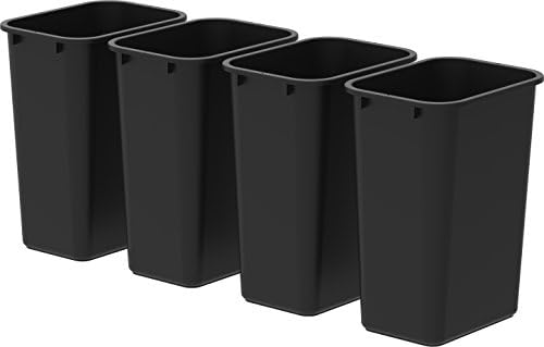 Cesto de resíduos grandes/altos da Storex, 15,5 x 11 x 20,75 polegadas, preto, caso de 4