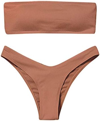 Conjunto de biquíni Hot6Sl Bandeau, conjuntos de biquíni sem alças para mulheres de maiô de maiô de alta corte sexy