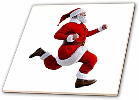 3drose boehm Graphics Holiday Christmas - Papai Noel correndo para a esquerda - azulejos