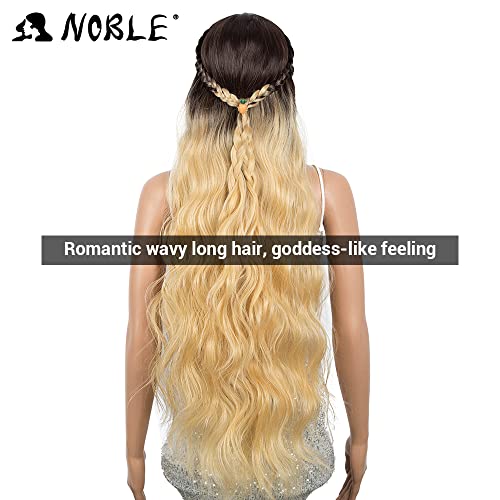 Noble 38 polegadas Super Long Wavy peruca ombre loira perucas frontais de renda para mulheres com 6 Deep Middle Part Natural Look