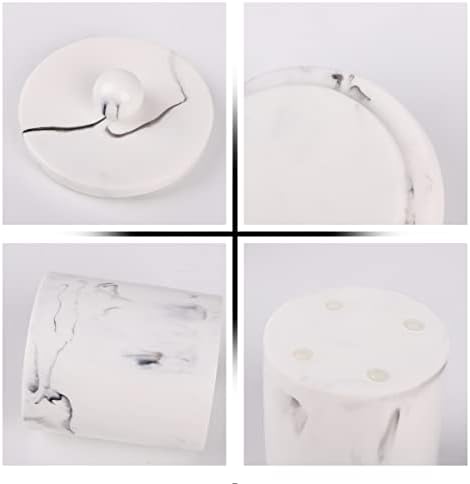 Tonxus QTIP Holder Cotton Swab Vaquilha com aparência de mármore, recipiente de bancada de banheiro de resina, recipientes de bancada de maquiagem de cosméticos, Organizador de potes de armazenamento de vaidade para bola de algodão, cotonete, sais de banho, branco