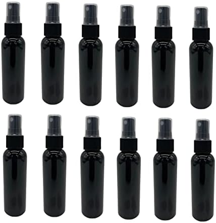 2 Oz Black Cosmo Plástico Garrafas de spray -12 Pacote de spray vazio Recarregável - BPA Free - Óleos essenciais - Aromaterapia