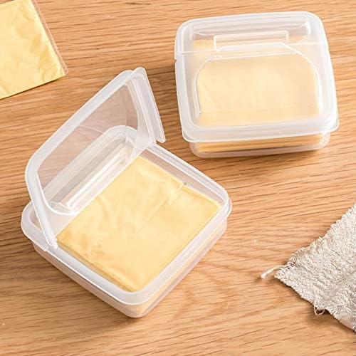 Caixa de queijo de armazenamento de alimentos ptsygante, caixa de armazenamento fatiada de queijo 2pcs com tampa de recipientes