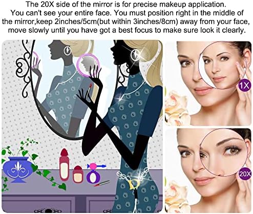 Miyadiva 20x espelho de ampliação com copo de sucção e kit de pinças de sobrancelha para mulheres, pinças de remoção de cabelo Conjunto de viagens, incluindo alta ampliação espelho ampliado ， 5 polegadas