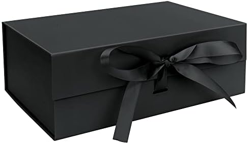 Caixa de presente de fita de luxo YOUNIK 7.8x7x3.2 Black Pequeno embalagem de presente para graduação, aniversário, aniversários, casamento, chá de bebê Presente da caixa de honra da dama de honra…